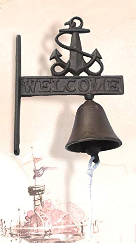 Rust Cast Iron Welcome Nautical Anchor Bell - DRH Nauticals