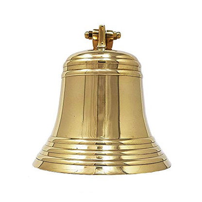 DRH - 8" Solid Brass Ship Bell - Features Sturdy Bracket - Wall Mountable Bell for Home - Coastal Beach Home Decorations - Perfect Decor for Fishing Theme Parties - 8 inch - DRH Nauticals