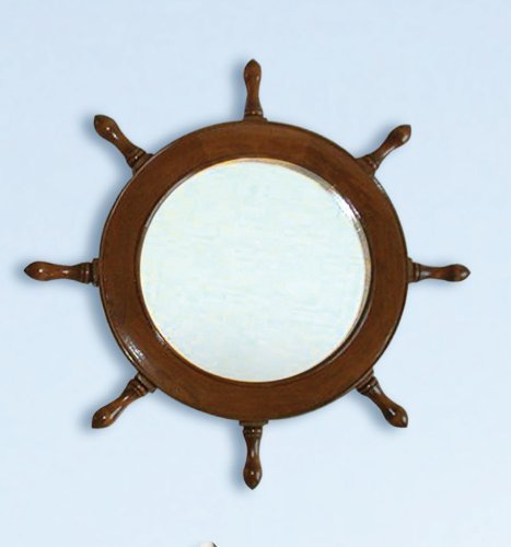 SH 17.5" Wooden Ship Wheel Mirror - DRH Nauticals