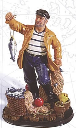 Fisherman With His Catch Nautical Sculpture/Figurine - DRH Nauticals