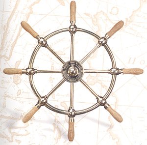 18" Solid Brass Nautical Ship Wheel w/ Wood Handles - DRH Nauticals