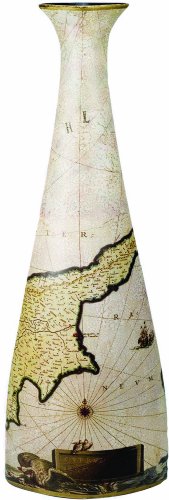 24.5 Inch Nautical Map Vase Tall Pottery Tropical Decor Imports - DRH Nauticals