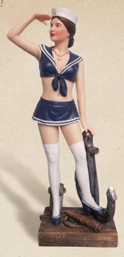 Lady Sailor Nautical Figurine w/ Anchor - DRH Nauticals