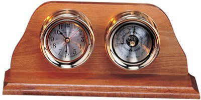 HS 6" Polished Brass Quartz Clock & Barometer Weather Station - DRH Nauticals