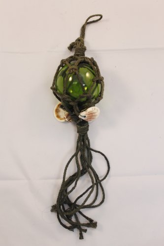 HS Green Glass Buoy Float w/Rope Decoration - DRH Nauticals