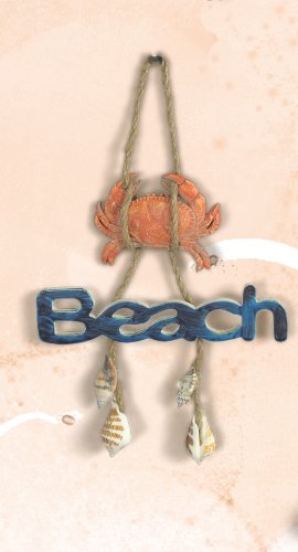 Nautical Beach Sign w/ Crab on Rope Wall Plaque Decoration