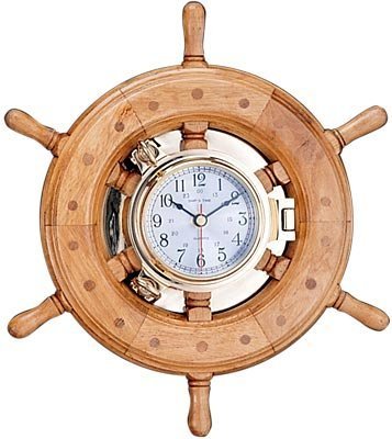 HS 13 Porthole Ship Wheel Clock - DRH Nauticals