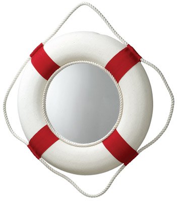 HS Red/White Decorative Nautical Life Ring Mirror - DRH Nauticals