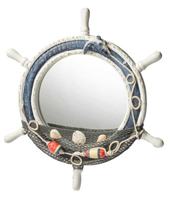 SH Wood Ship Wheel Nautical Wall Mirror - DRH Nauticals