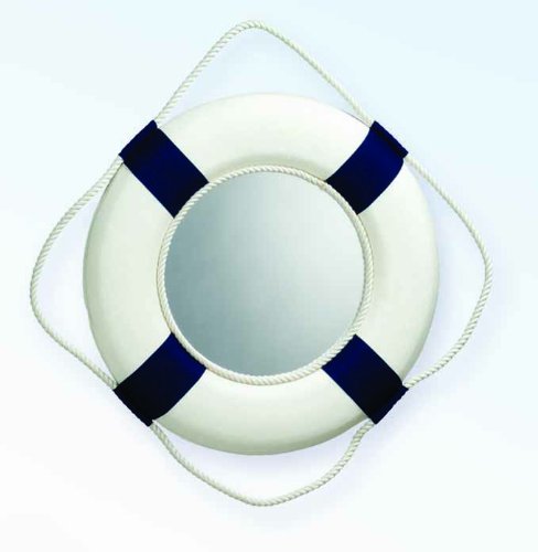 HS Blue/White Decorative Nautical Life Ring Mirror - DRH Nauticals