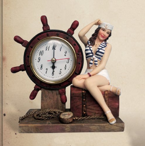 HS Lady Sailor Nautical Ship Wheel Clock - DRH Nauticals