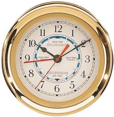 DRH Wall Clock | Brass Captain Tide & Time Clock | Completely Silent Bedroom Decor Wall Clock, Clear Glass Large Numbers Home Decorate Clock | 7.5 Inch - DRH Nauticals