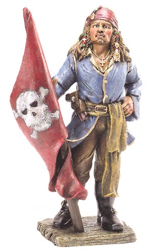 HS Pirate Holding Flag Nautical Figurine/Statue - DRH Nauticals