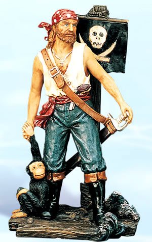 HS Pirate w/Monkey Nautical Figurine/Statue - DRH Nauticals