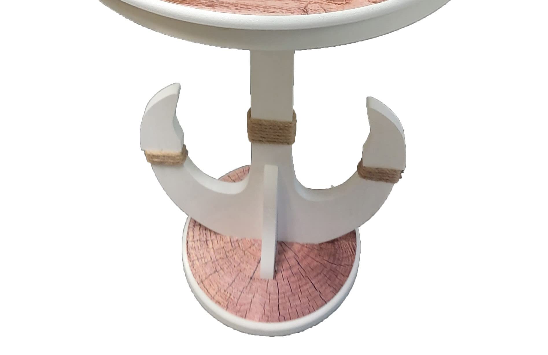 Nautical Compass Rose Accent Table Solid Wood with Sturdy Anchor